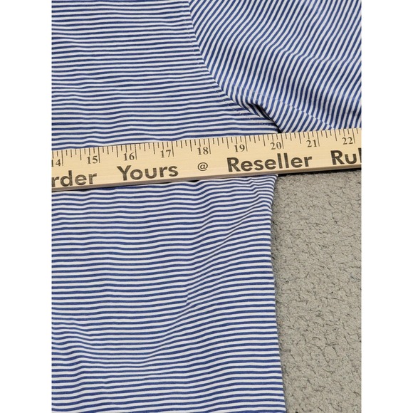 Holderness Bourne Shirt Mens Medium Cobalt White Stripe Herron Golf Polo Pima - Picture 5 of 9
